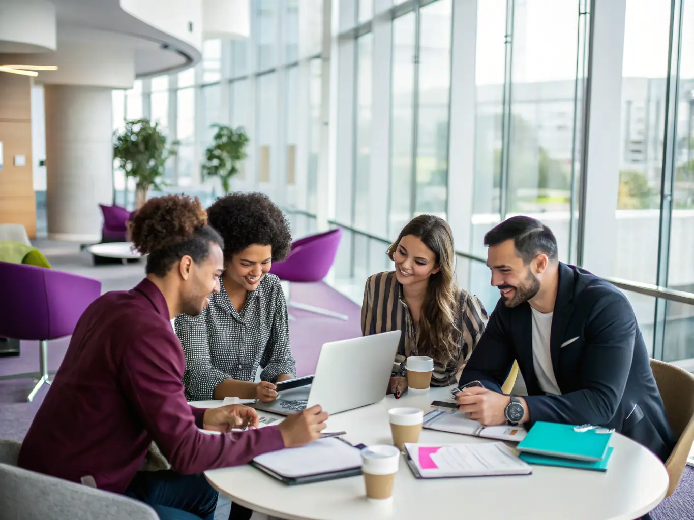 A diverse group of entrepreneurs participating in a success planning workshop, actively engaged in discussions and brainstorming sessions. The atmosphere is energetic and collaborative.