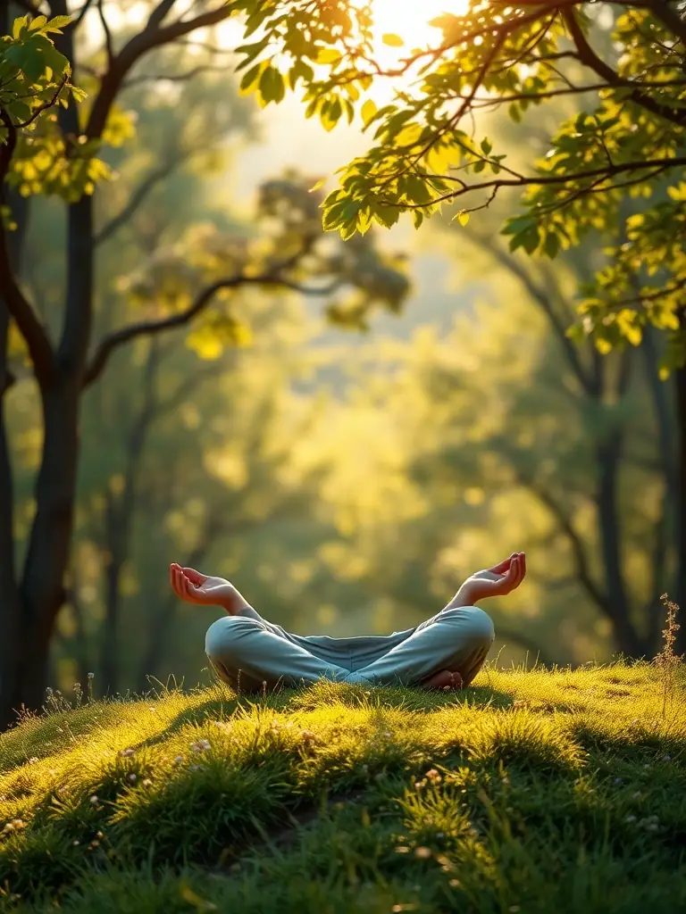 A person meditating in a peaceful setting, representing mindset transformation and mental well-being, highlighting the importance of a positive mindset for business success.